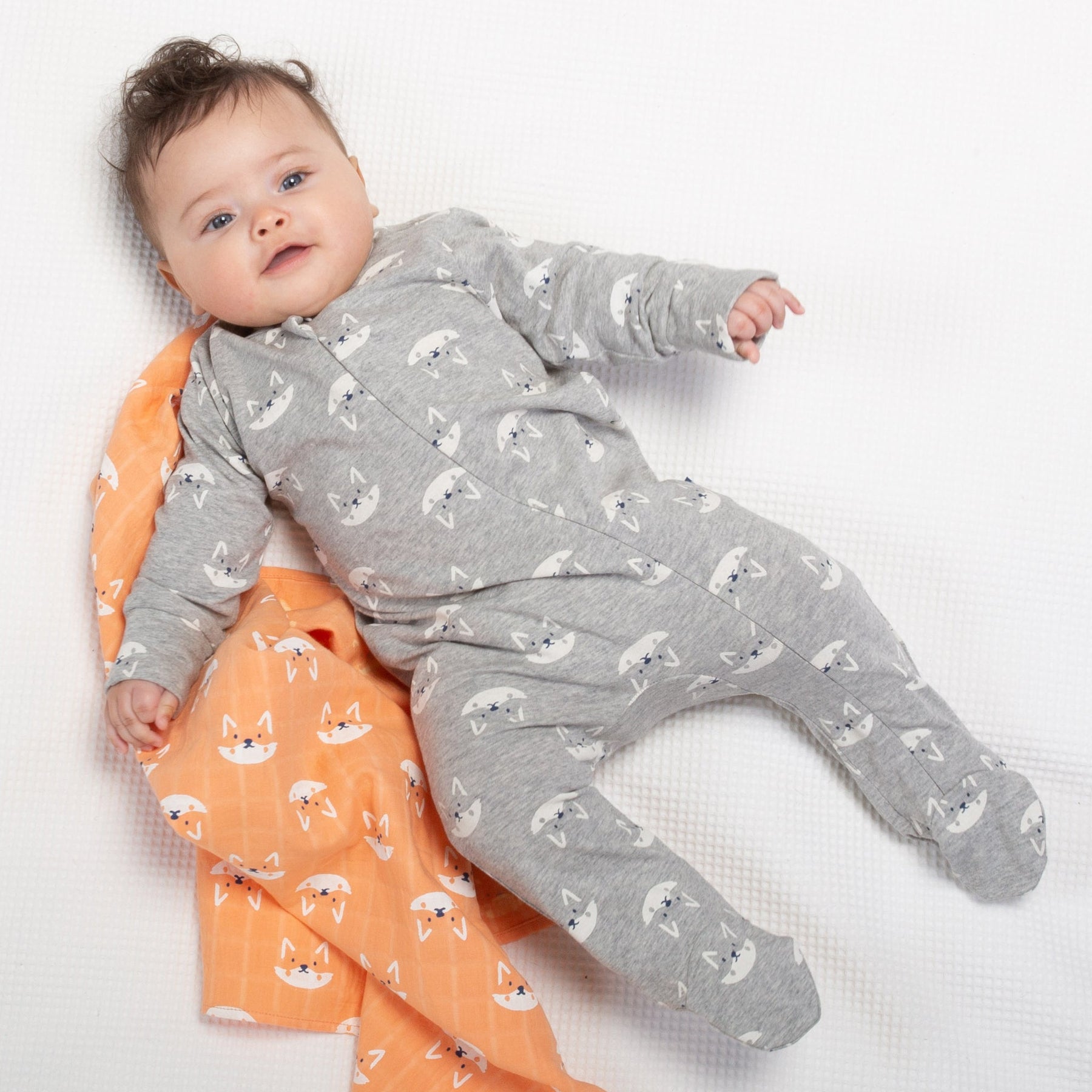 Pyjama bébé zippé bouclettes imprimé Indien gris DIM Baby